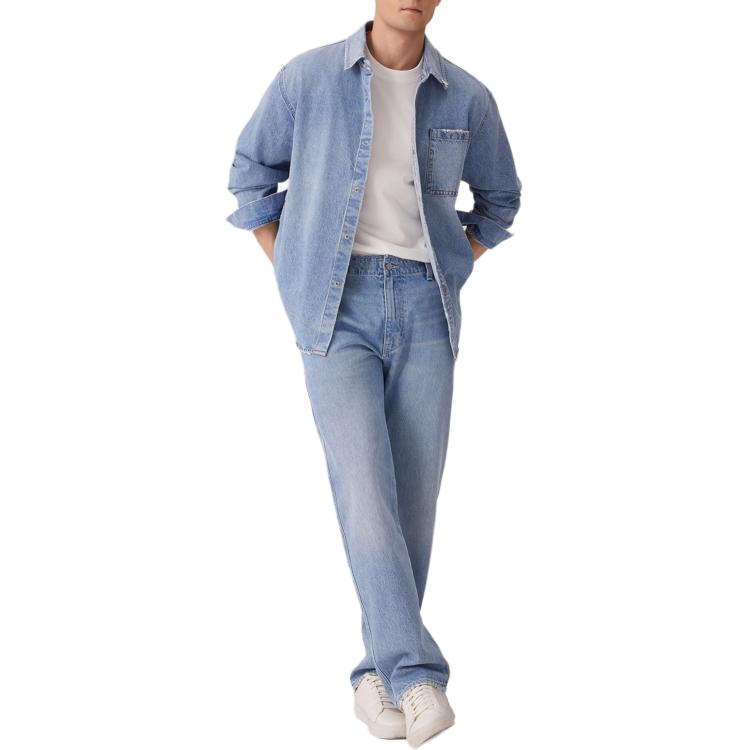 Levis Comfortable Casual Simple Single Button Long Sleeve Denim Jacket Men Jackets 004ZF-0000