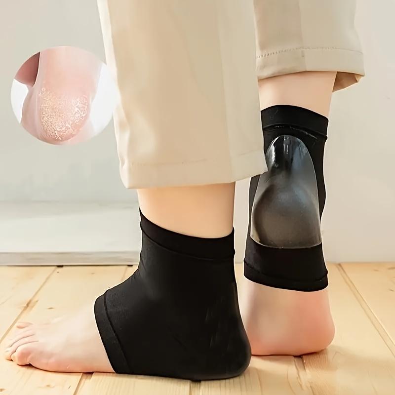 2pcs/set, 1 Pair of Gel Heel Socks for Relief - Moisturizing Foot Care, Alcohol-Free Black Half Socks, Foot Protection, Gel