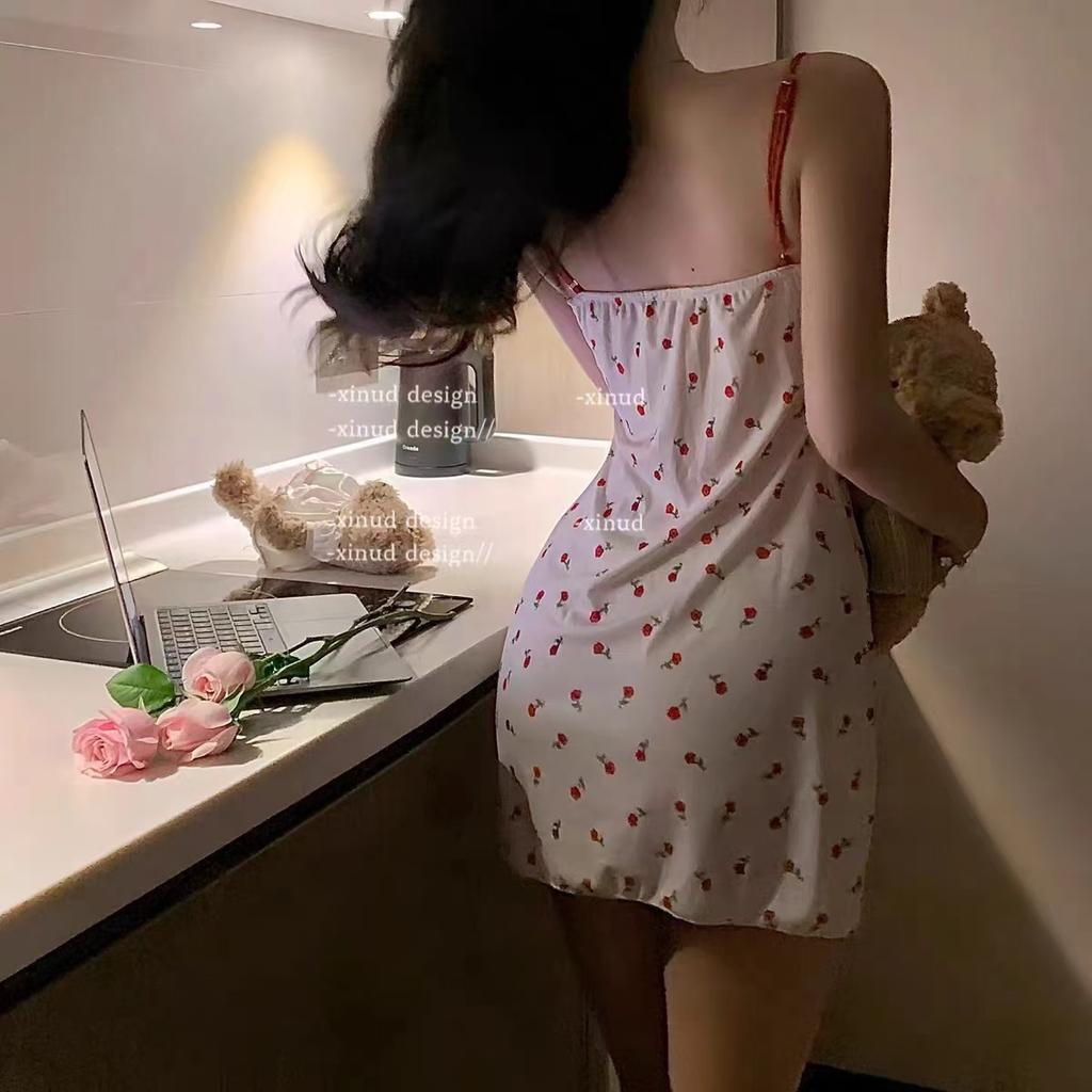 Pajama underwear suspender pajama floral sweet cute cherry pure desire home small fresh pajamas
