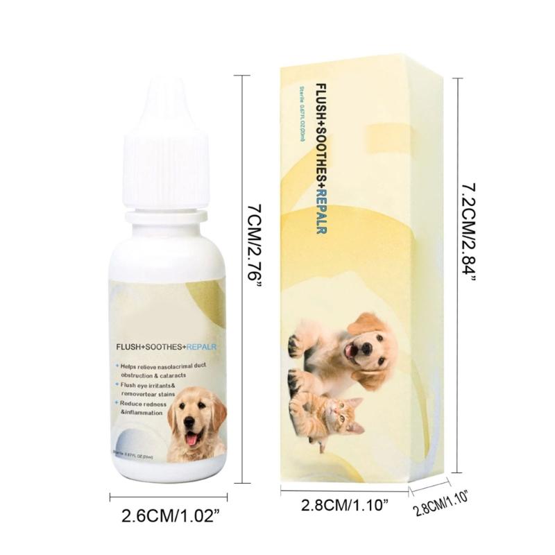 Lava-Olhos para Animais de Estimação Colírio Eficaz Remoção de Manchas de Lágrimas Colírio Remove Detritos Eye-Clear Frasco de 20ml Suprimento para Animais