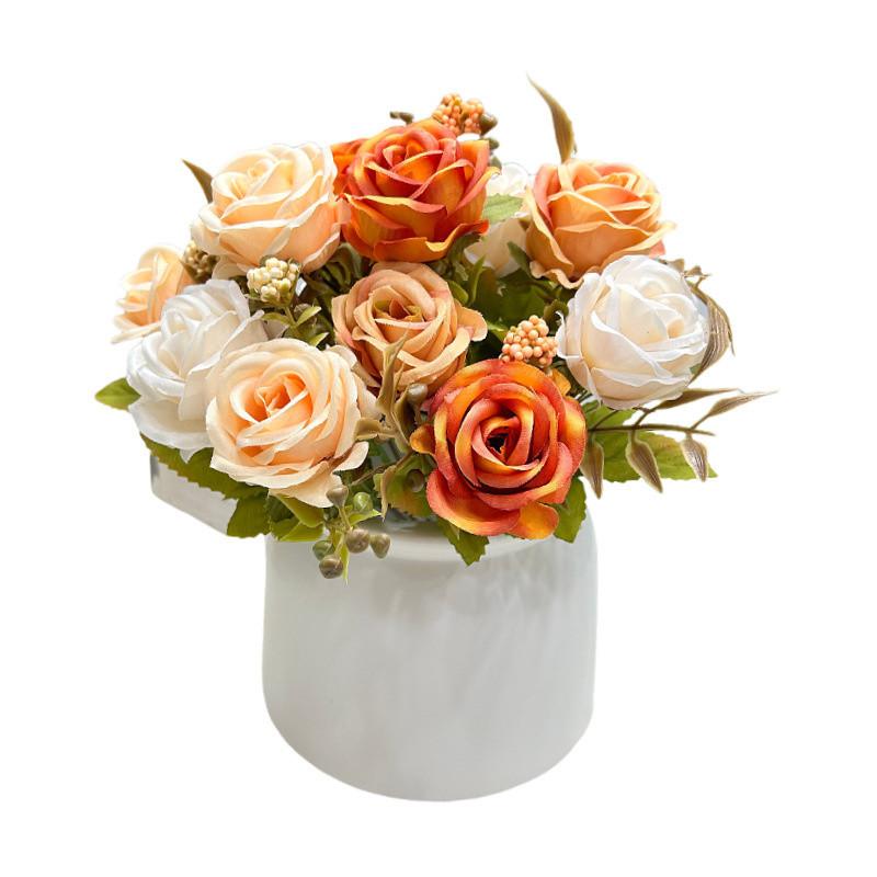 30Cm Long Artificial Flower 6 Pearls Roses Fake Flowers Premium Floral Bouquet Small Roses Silk Flowers