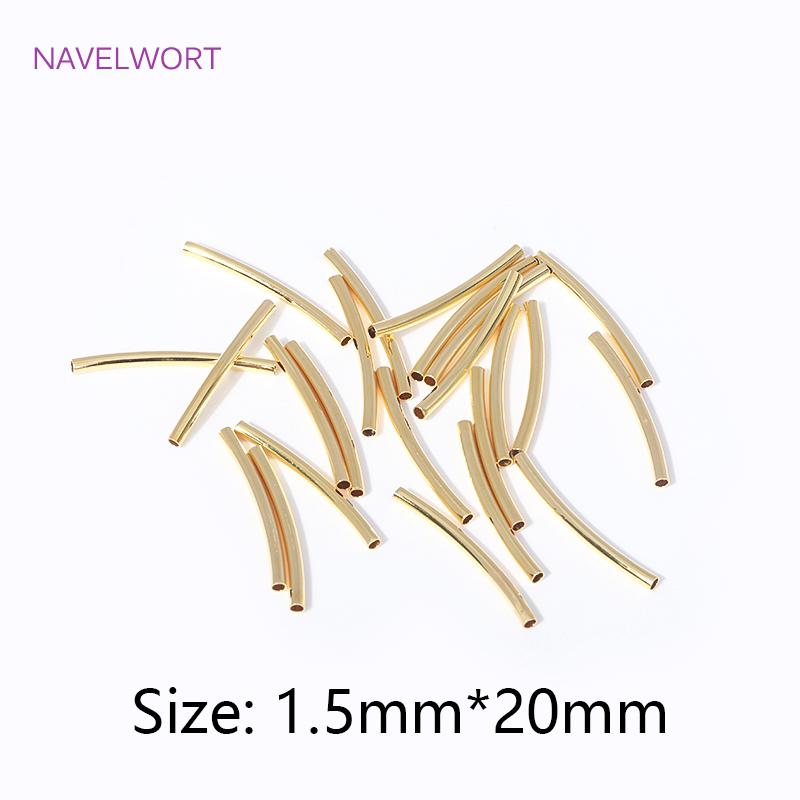 

18K Gold Plated Brass Smooth Curved Tube Beads For Jewelry Making DIY Bracelet Necklace Accessories Spacer Beads Wholesale 50 pieces