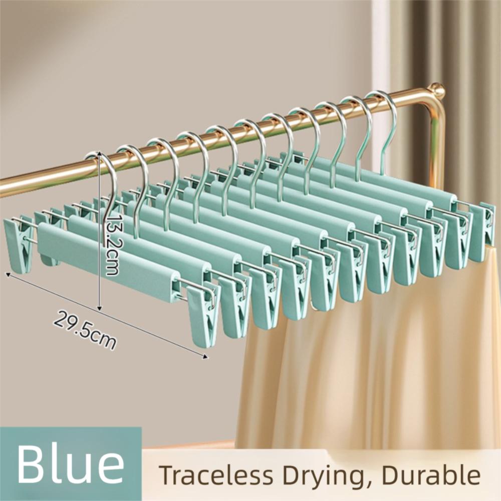 

5Pcs Adjustable Pants Hangers with Clips Non-Slip Seamless Trousers Hanger Space Saving Hanging Hook Skirt Hangers синій
