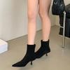 SUOJIALUN Winter New Brand Women Ankle Boots Fashion Pointed Toe Ladies Elegant Chelsea Boots Shoes Thin High Heel Dress Pumps