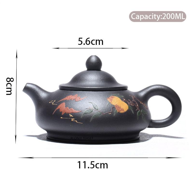 

200ml Yixing Purple Clay Teapot Handmade Peach Pattern Tea Pot Beauty Tea Infuser Kettle Household Chinese Zisha Teaware