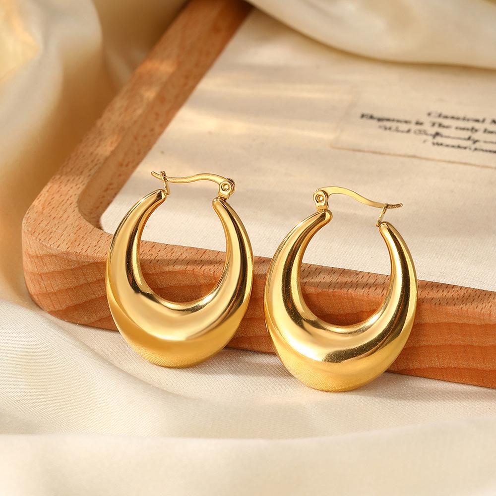 

Європейські та американські сережки-кільця з нержавіючої сталі для жінок