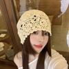 Japanese Style Handwoven Head Wrap Hat Women's Spring Autumn Thin Hollow Wool Hat Retro Literary Knit Slouchy Hat