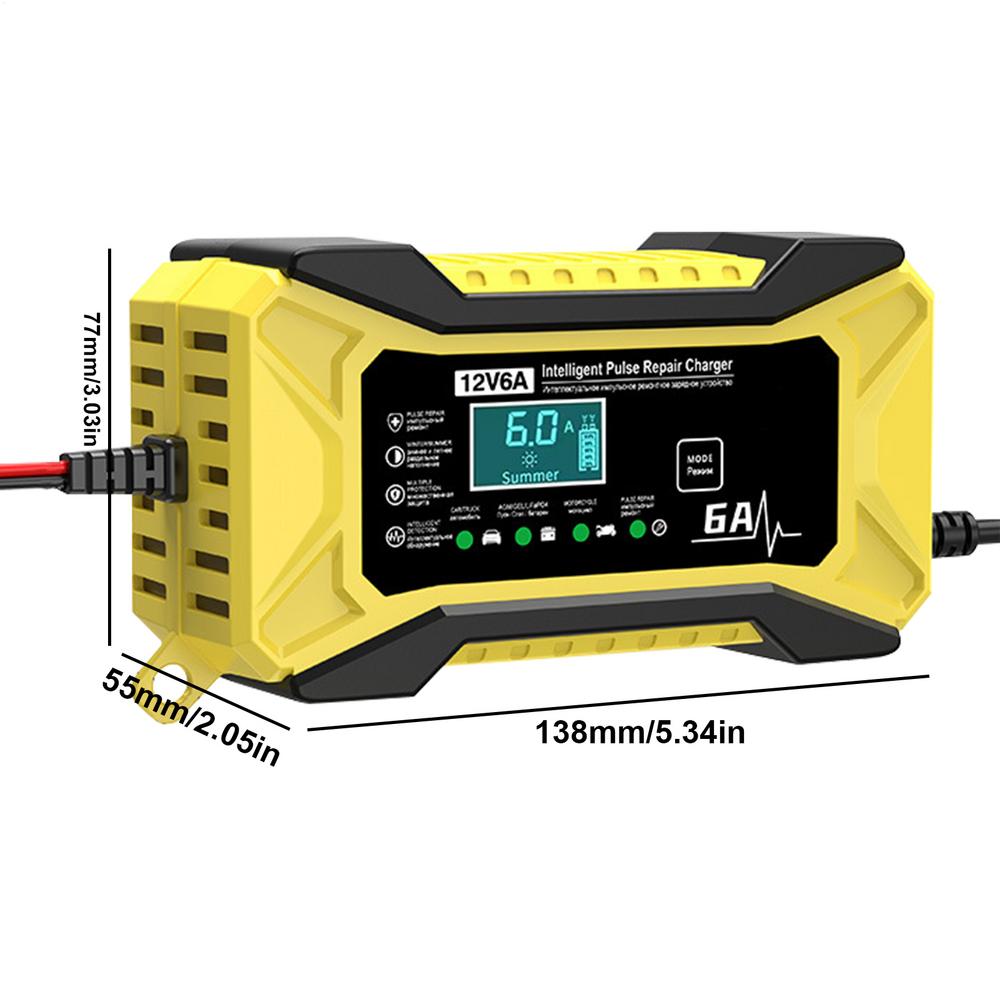 Battery Chargers Automobile 12 Volt Smart Portable 12v Battery Charger Automobile Electronics With LCD Display And Temperature Yellow US