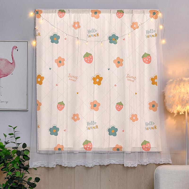 No Punching Velcro Blackout Curtains Pasted Dormitory Bay Windows Opaque Rental Gauze Finished Products