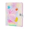 SYC Plush Mermaid Fluffy Paper Cover Notebooks Kids Custom Diary with Padlock for Children Journal Set 80 Sheets