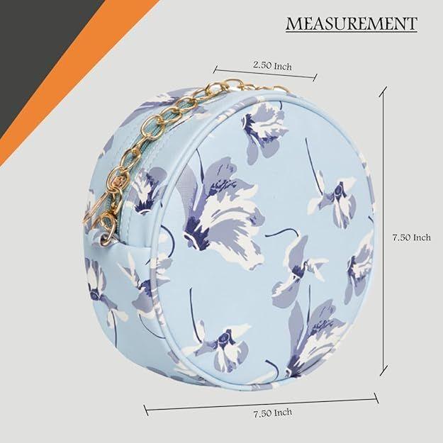 Women Girls Floral Print Round Sling Bag