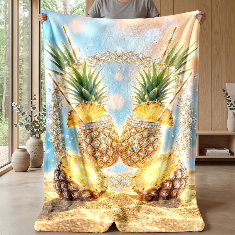 Pineapple Beach Party 1 Theme blanket Lightweight Warm Flannel Blanket Decorative Throw Blanket for Home Decoration