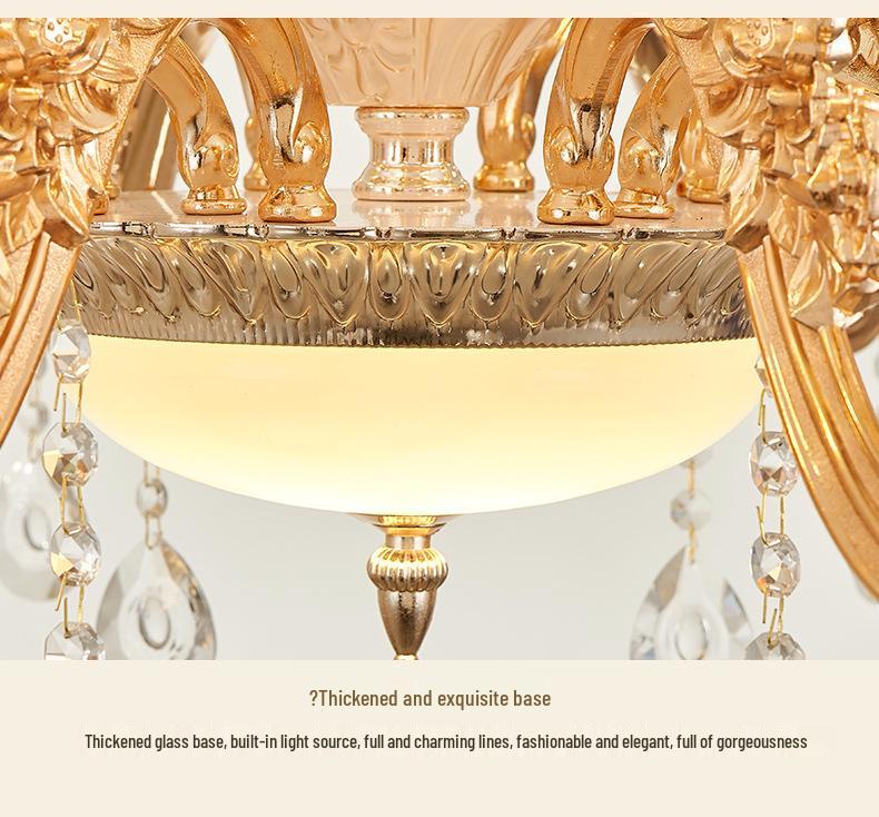 European Zinc Alloy Crystal Chandelier for Living Room, Bedroom, or Restaurant