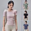 Sommer Kurzarm Fitnesskleidung, Sportoberteile, Pilates Trainingskleidung, Damen Schnelltrocknendes Hohe Elastizität Atmungsaktives T-Shirt zum Laufen, Damen