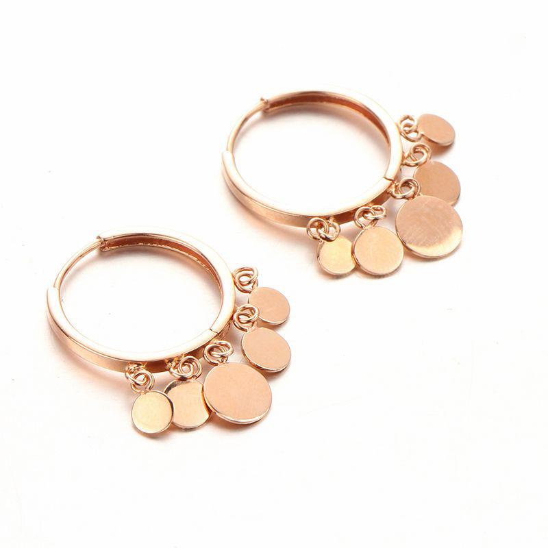 Pure Purple Gold Shiny Disc Plated Rose Gold Color Gold Personality Generous Temperament Earrings