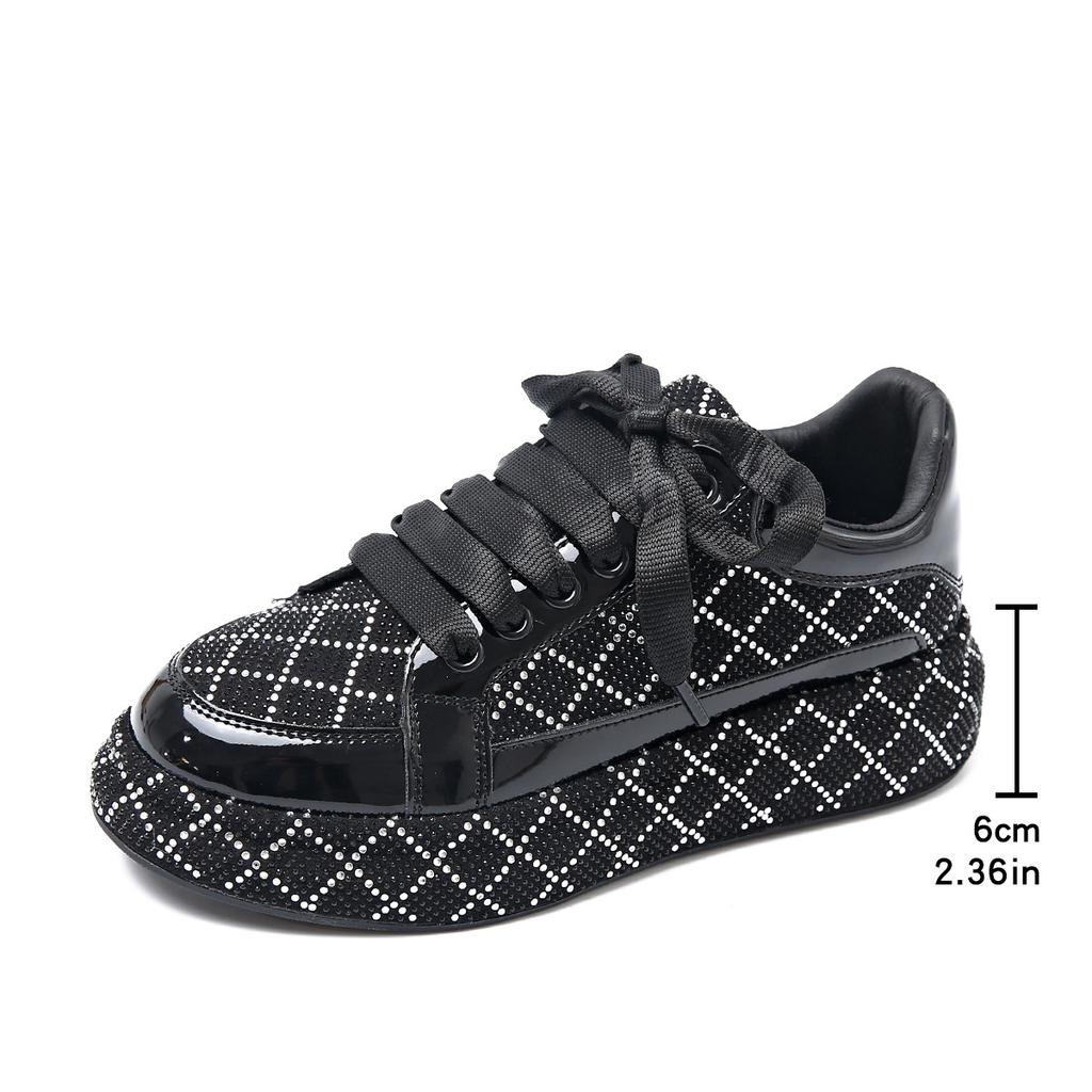 Full Diamond Ladies Spring, Summer and Autumn Four Seasons Breathable Thick Sole Comfortable Women's Casual Sports Sneakers