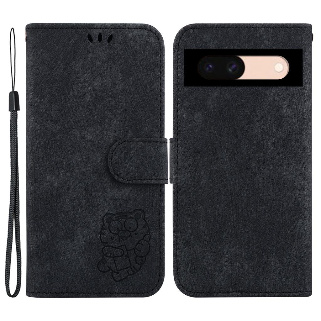 For Google Pixel 8a Case Cute Tiger Imprinted Leather Full Protection Phone Cover