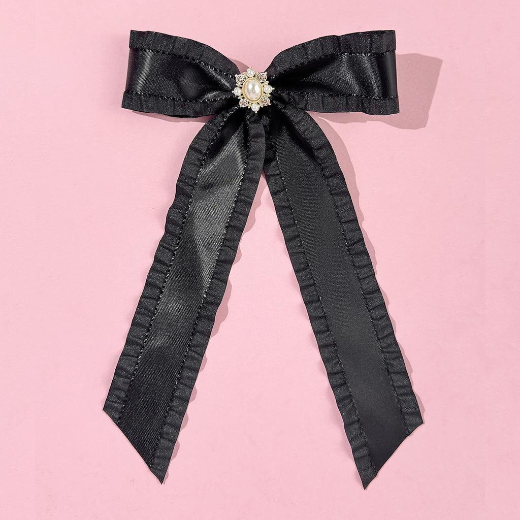 Lotus Leaf Edge Bow Ribbon Hair Clip, Female Niche High-end Semi Tied Hair Accessory