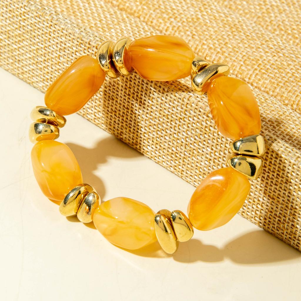 15 Style Vintage Minimalist Elegant Coffee White Resin Elastic Bangle Smooth Open Bracelets Women Daily Holiday Jewelry