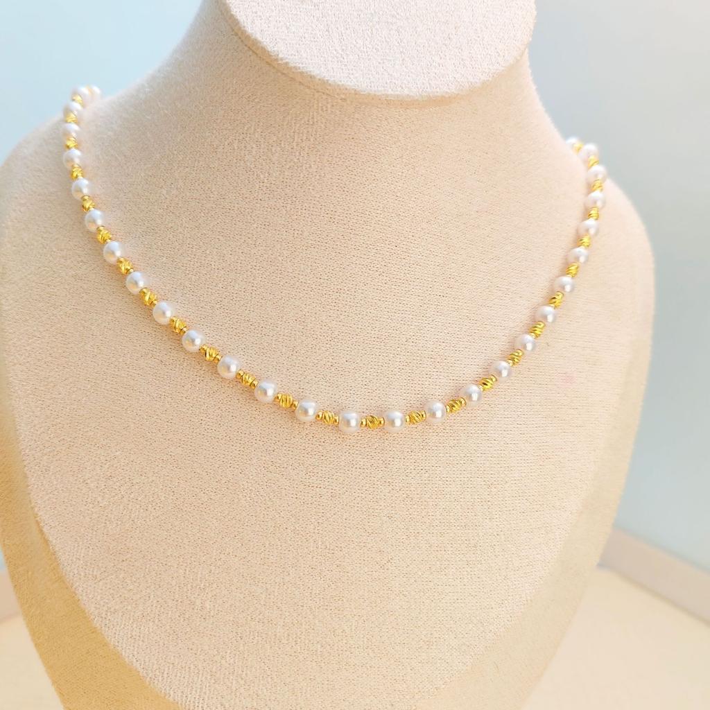 French Gold Wire Mesh Pearl Necklace, Women'S Versatile Temperament, Safety Buckle Pendant, Collarbone Chain Accessories