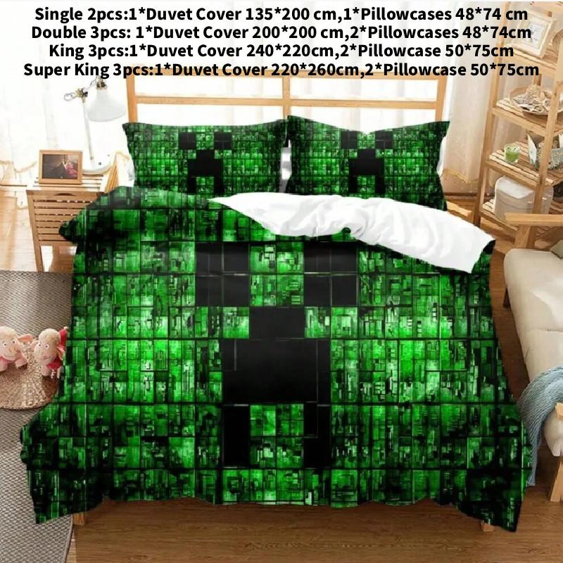 Minecraft Bedding Set With Cotton Fabric And Active Dye For 20m Bed Decor Gift