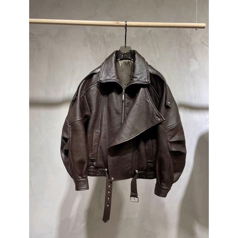 Bubble PU Leather Jacket with Cotton-Padded Lining - Oversized Biker Style for Autumn/Winter