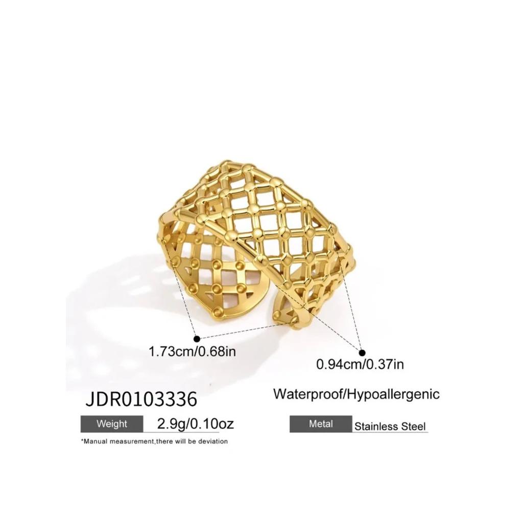 18K Gold PVD Plated Stainless Steel Waterproof Rings for Women Girls Trendy Zircon Wave Open Wedding Jewelry Gfts