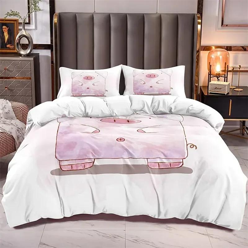 3D Druck Cartoon Liebliches Schwein Kawaii Tiere Bequeme Bettdecke Bettbezug Kissenbezug Bettwäscheset Schlafzimmerdekoration Heimtextil