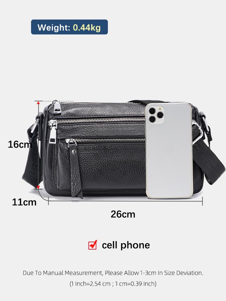 Zency Women Leather Handbag Shoulder Bag Silver Zipper Crossbody