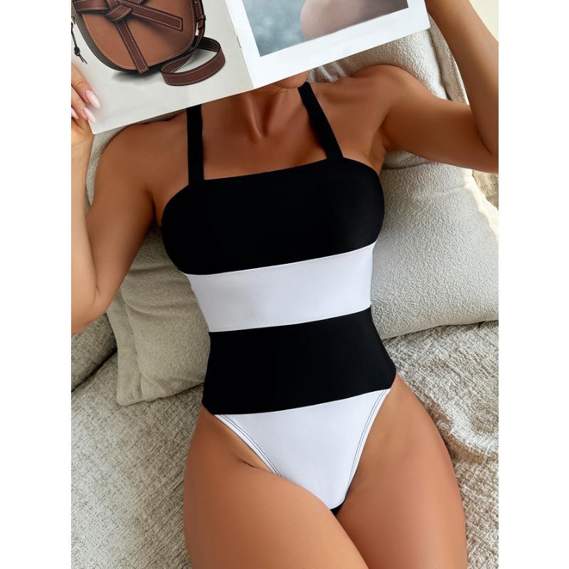 

Новый женский купальник, слитный с контрастными полосками, слитный купальник на бретелях Spice Girl XL