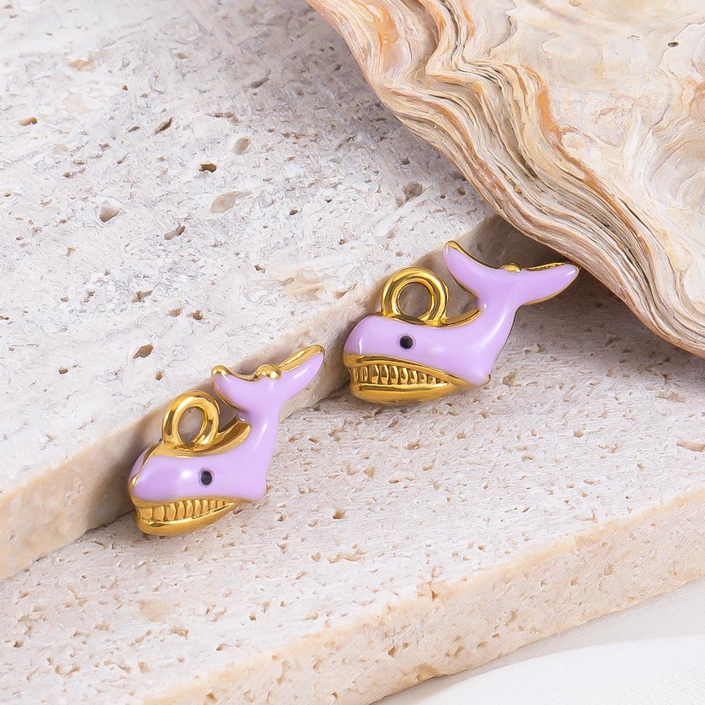 2pcs Stainless Steel Ocean Animals Pendant Whales Seahorses Conch Shells Marine Bracelets Earrings Charm for Jewelry Making Gift