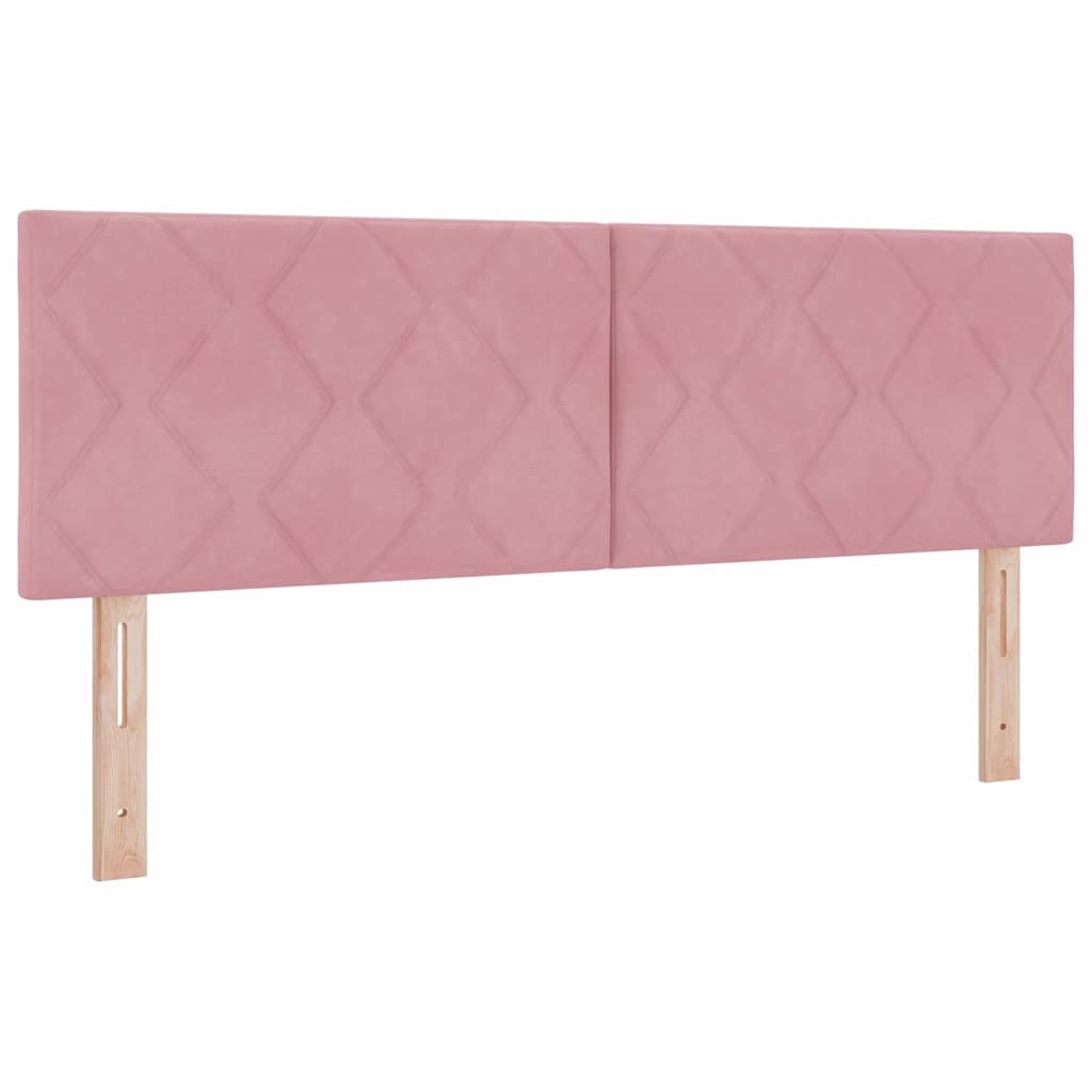 Box Spring Bed with Headboard Pink 190 x 140 cm Velvet