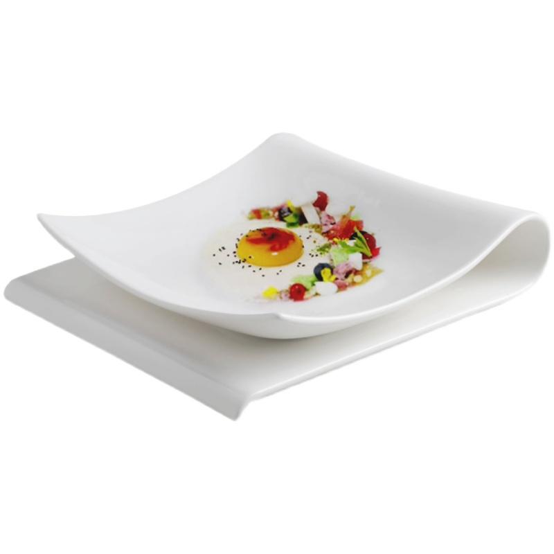 Square Household Folding Plate Western Food Fruit Dessert Plate European Creative Ceramic Breakfast Plate Cold Vegetable Plate
