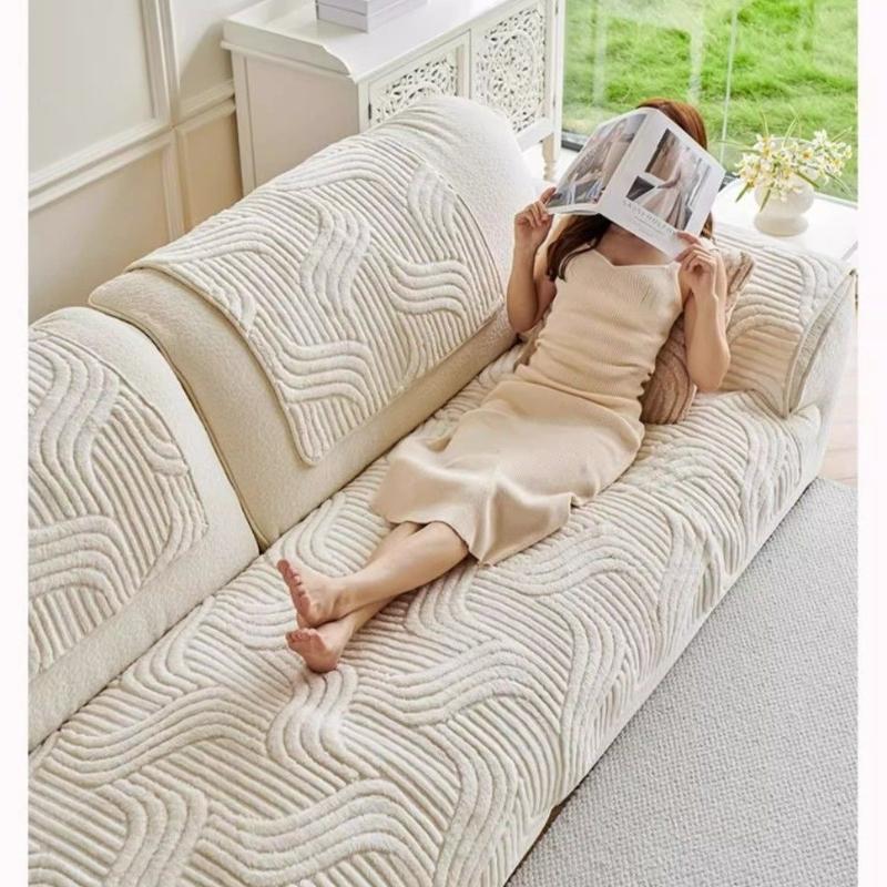 Winter Fluffy Short Plush Sofa Cushion Cover New Modern Simple Style Sofa Protector Pad for Cozy Home