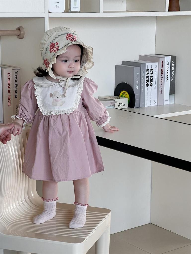 Korean Style Lace Romper Dress for Girls - Autumn Strawberry Princess Dress
