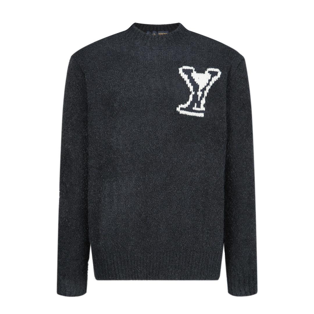 

Donkey House Unisex 25SS Round Neck Sweater with Embroidered Logo, Washed Finish – Versatile New Style. Large темно-сірий