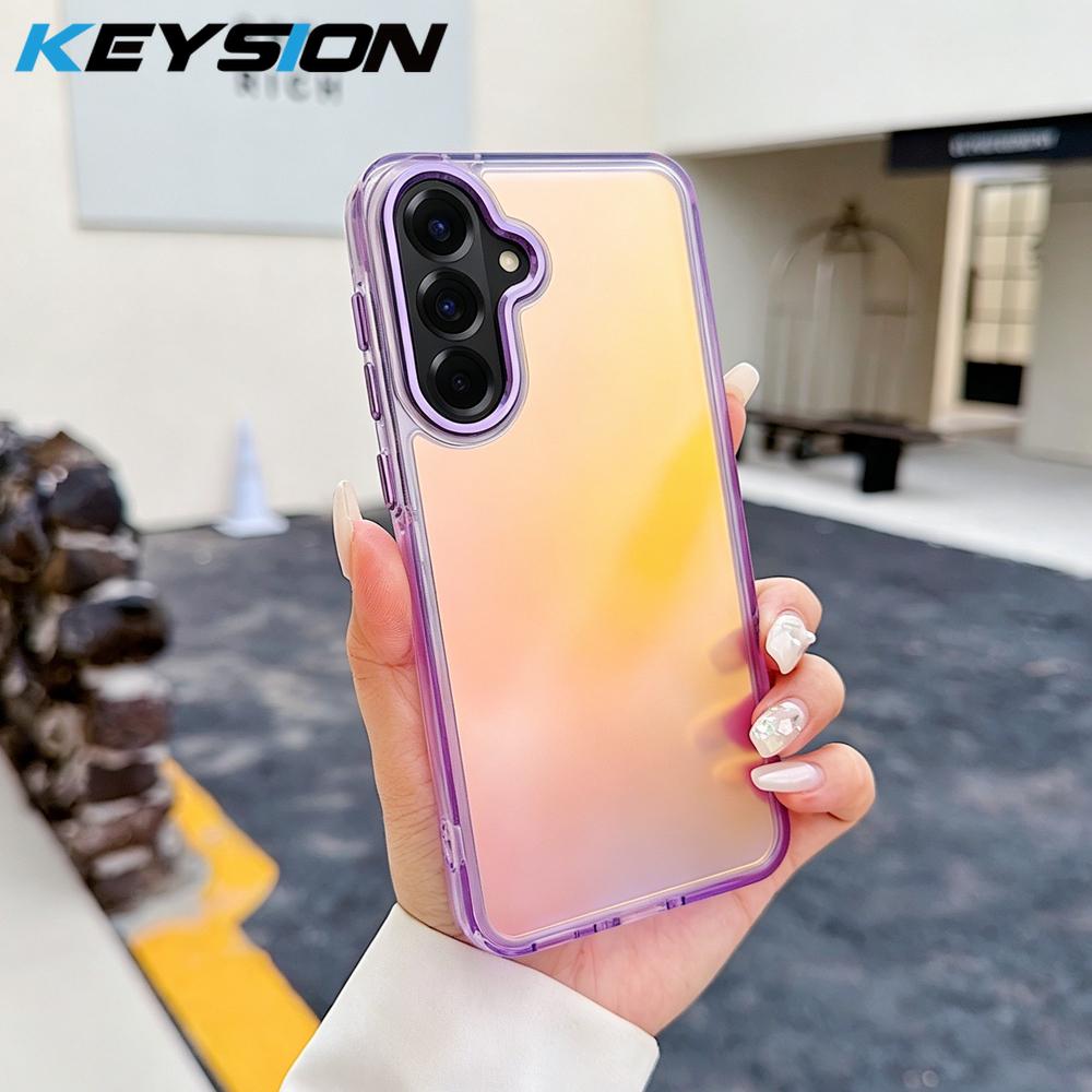 KEYSION Laser Gradient Colorful Phone Case for Samsung A56 5G A36 A26 Soft TPU+PC Shockproof Back Cover for Galaxy A16 4G 5G