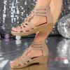 Real Soft Leather Roman Sandals Women's Chunky Heel Mom Shoes Outerwear Women's Sandals Wedge Women's Shoes