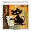 Funny Black Cat Shower Curtain Cartoon Cat Holding Toilet Paper Humor Art Bathroom Decor Waterproof Fabric Bath Curtain Set Home
