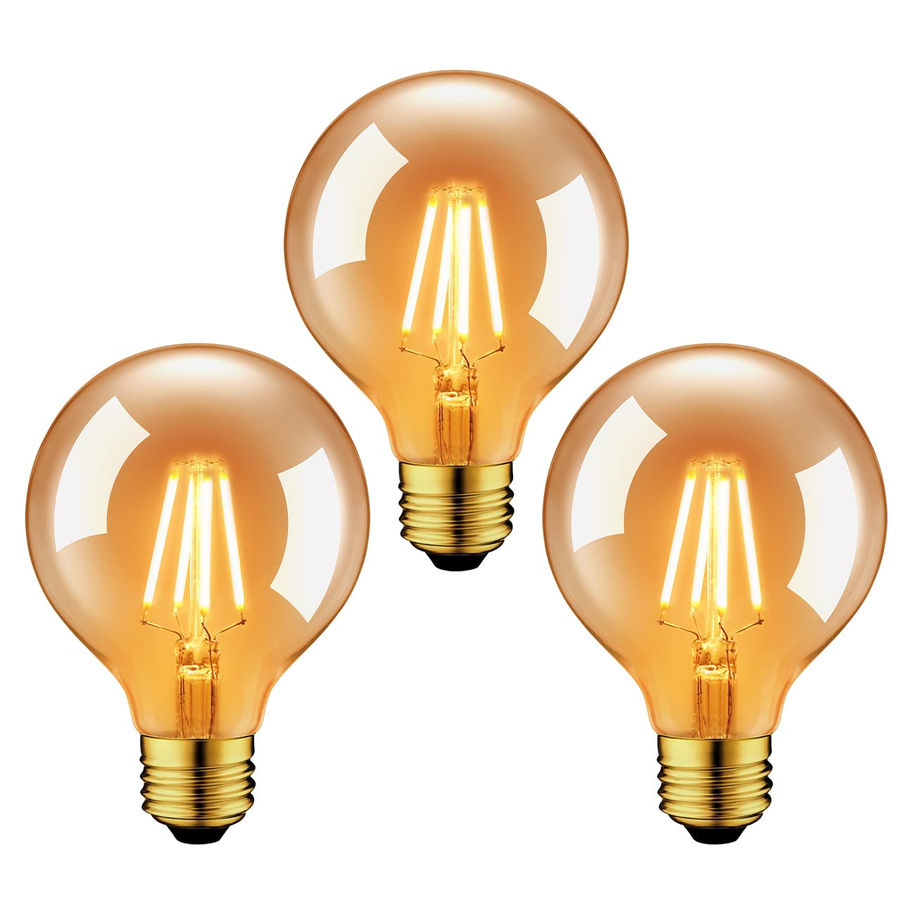 

LVWIT LED Filament Bulbs, E26 Base (6W), 60W Equivalent, 720LM, Edison Bulb, 2500K Warm White, G80 Brown, Retro Bulb, Non-Dimmable, Pack of 3