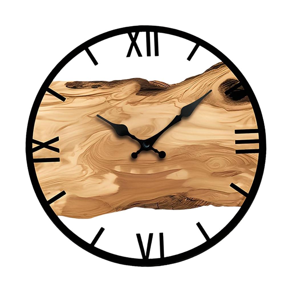 Stille Wanduhr Vintage Heimdeko Leicht ablesbar Wanduhr Bauernhaus Dekor Jahresringuhr für Bauernhaus Wohnzimmer