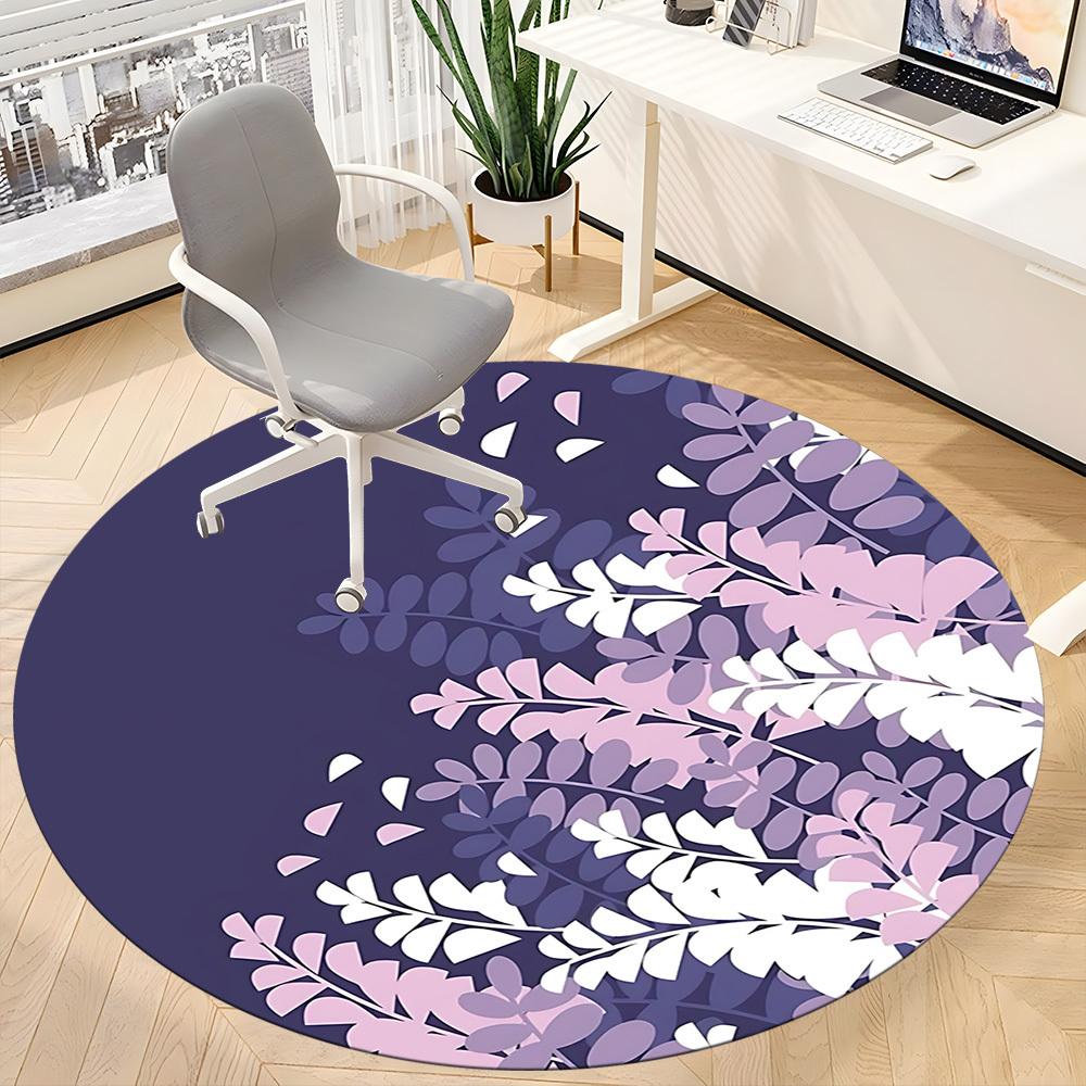 1pc Floral Pattern Office Round Area Rug, Indoor Mat Suitable For Office, Under Office Chairs Bedroom Living Room Home Decor, Room Deco