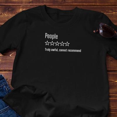 Lustiges T-Shirt - Leute - 0-Sterne-Bewertung - Sarkastischer Bewertungs-Humor | Baumwoll-T-Shirt