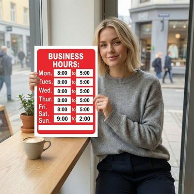 Self-Adhesive Business Hours Sticker Waterproof UV Resistant Open Close Time Sign Sunproof Business Hours Window Decal