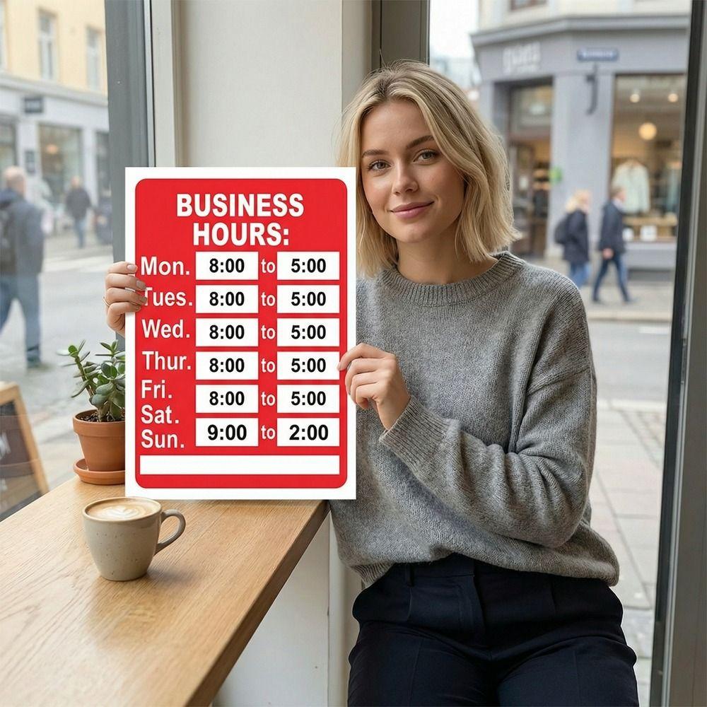 Self-Adhesive Business Hours Sticker Waterproof Open Close Time Sign  Glass Door Application