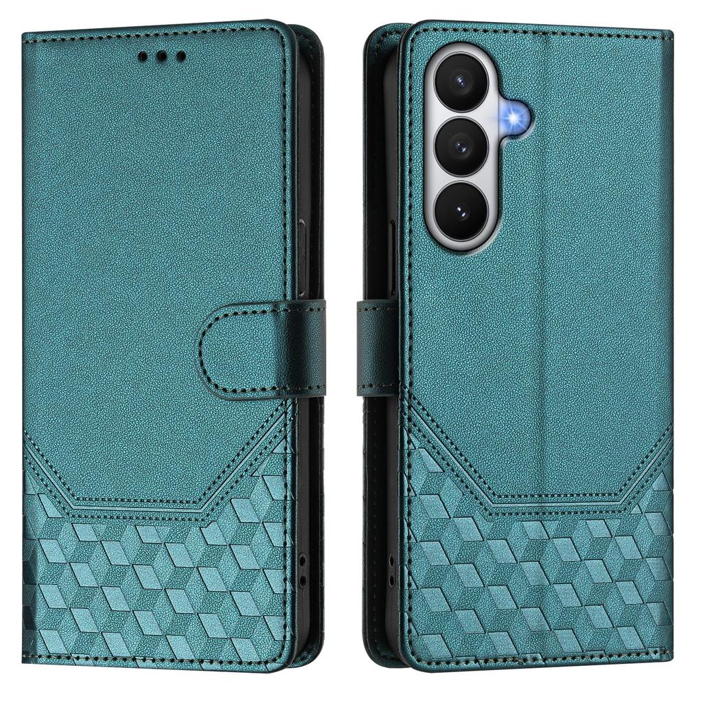 For Samsung Galaxy S26/S26 Pro Case Imprinted Honeycomb RFID Blocking Leather Phone Cover with Strap
