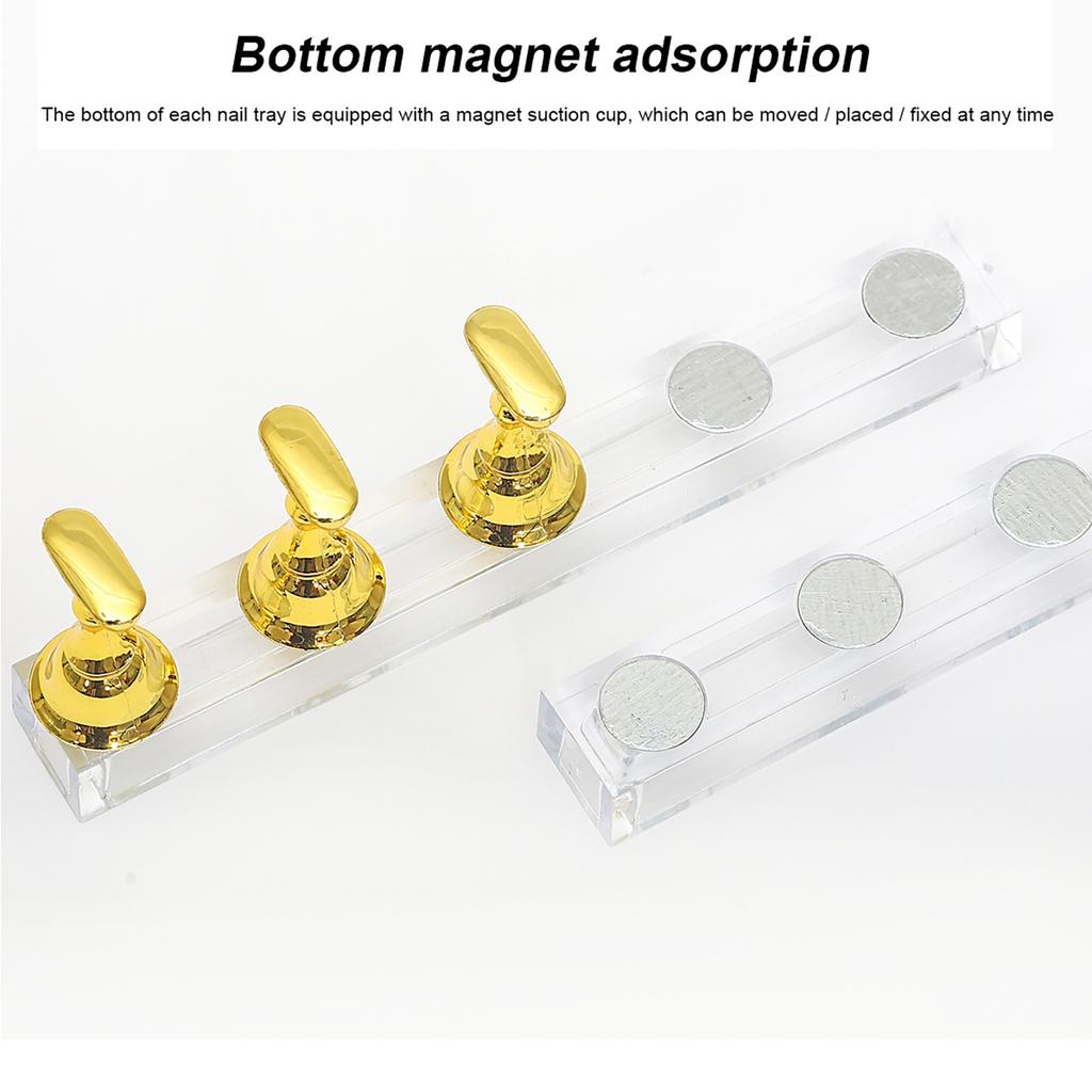 Acrylic Nail Art Practice Stands Magnetic Nail Tips Holders Training Fingernail Display Rack Manicure Tool for Nail Salon Home Use