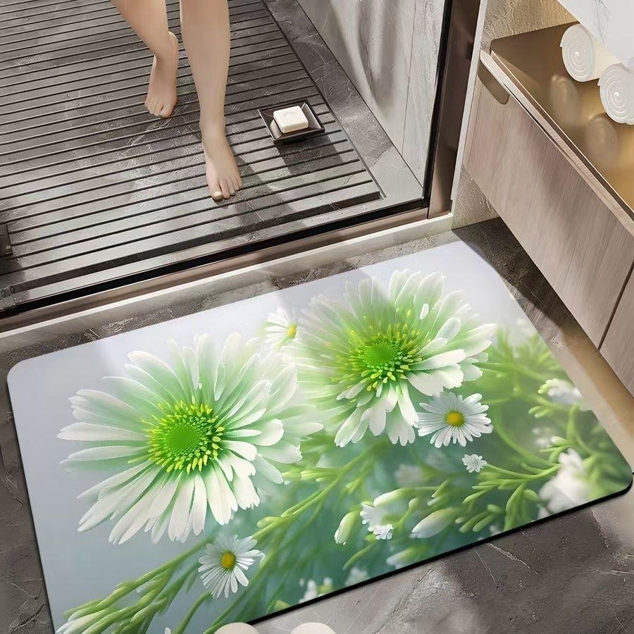 3D Floor Mat Little Daisy Strong Absorbent Quick Dry Foot Mats Bathroom Non-slip Soft Mats Bathroom Carpet