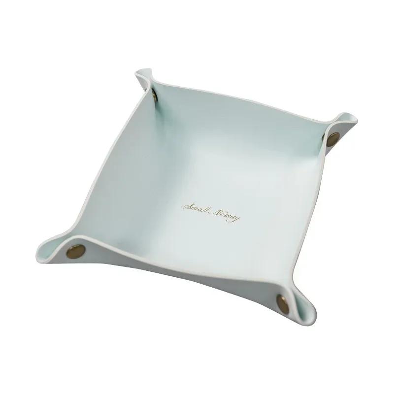 Nordic Leather Desktop Storage Tray Pu Leather Jewelry Cosmetic Key Storage Tray Desktop Folding Organizer Storage Box For Home