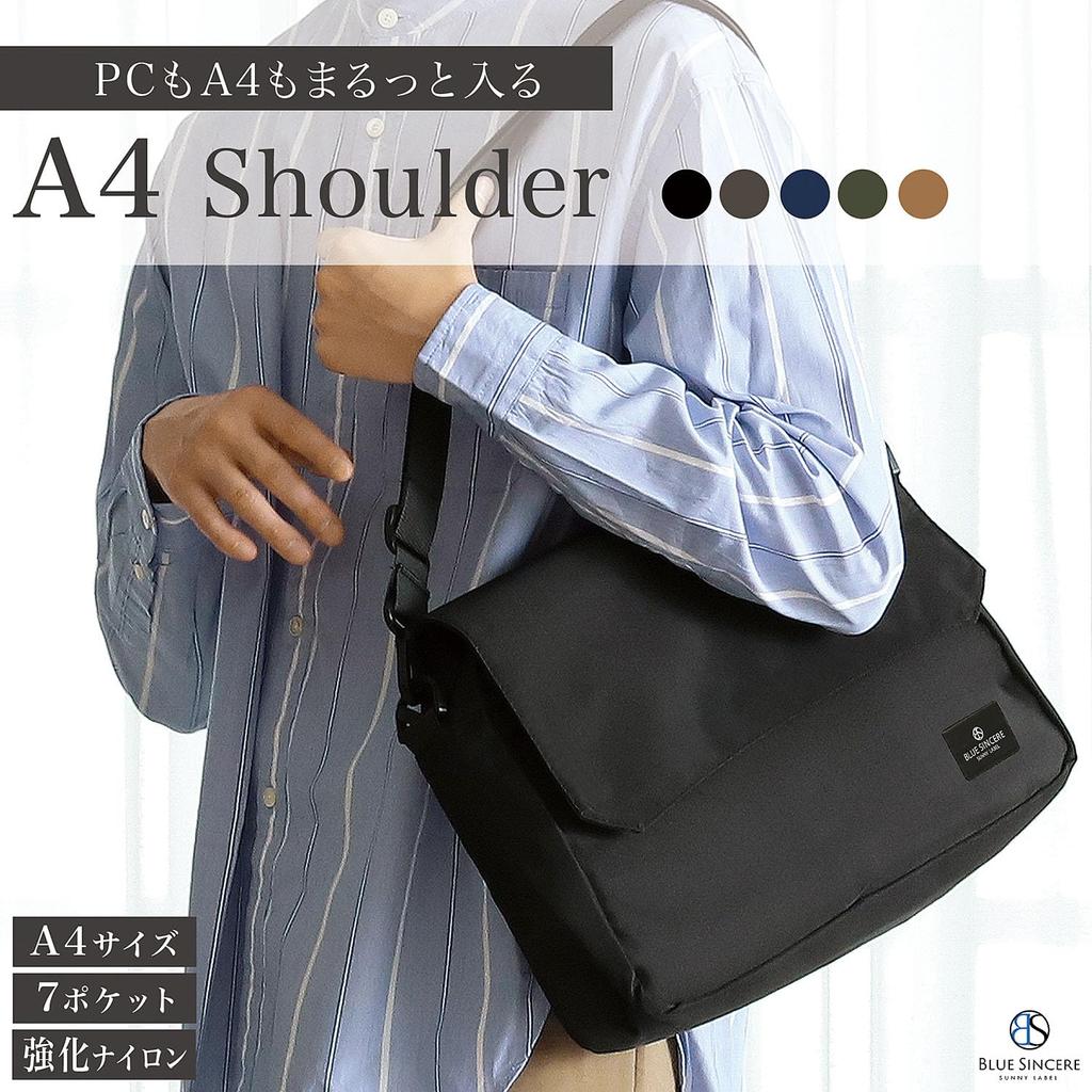 BLUE SINCERE Shoulder 7 Bag SHB1 Navy Men's Bag, Pockets, Anti-Magnetic, RFID, Lightweight, Anti-Skimming, Canvas, Crossbody/One-Shoulder / [A4 Size]